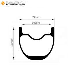 14 Inch 29x25mm Tubeless Clincher Ready Carbon Bicycle Rim